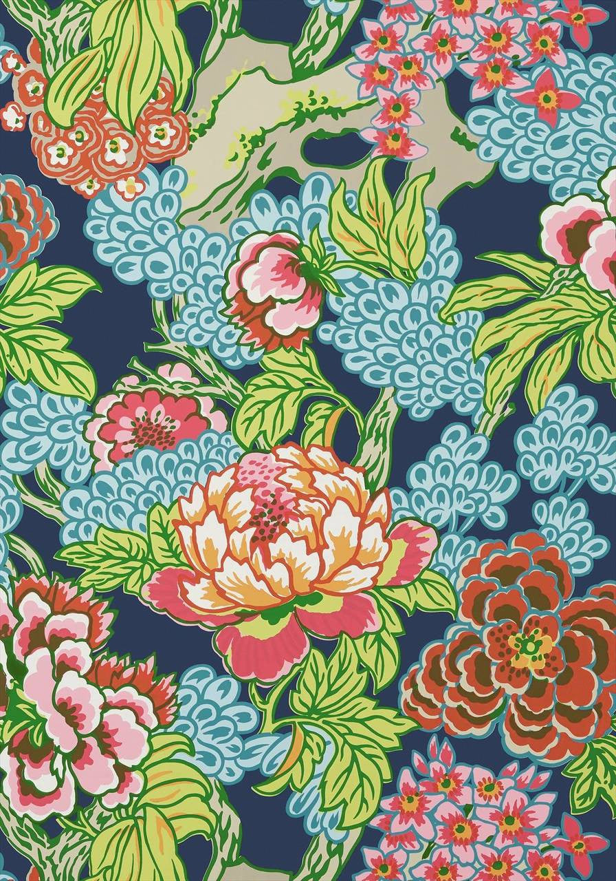 Honshu wallpaper in Navy by Natty & Polly, full pattern view