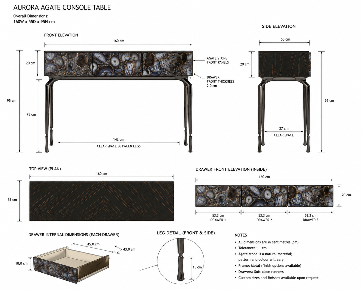 Aurora Agate Console | Custom Luxury Stone Entry Console Table