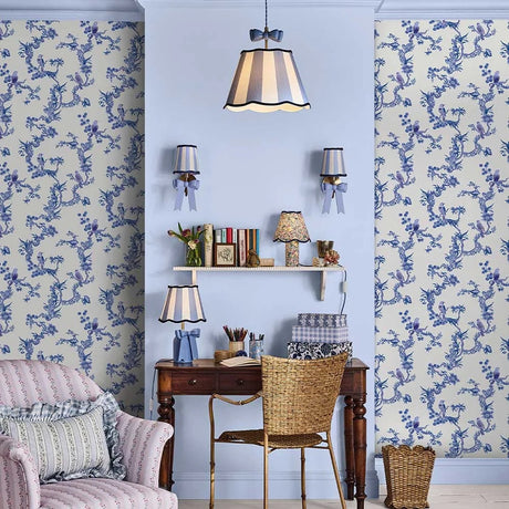 Birds & Berries Wallpaper, Cocolea Natty & Polly, Blue, Per roll (52 cm × 10 m),