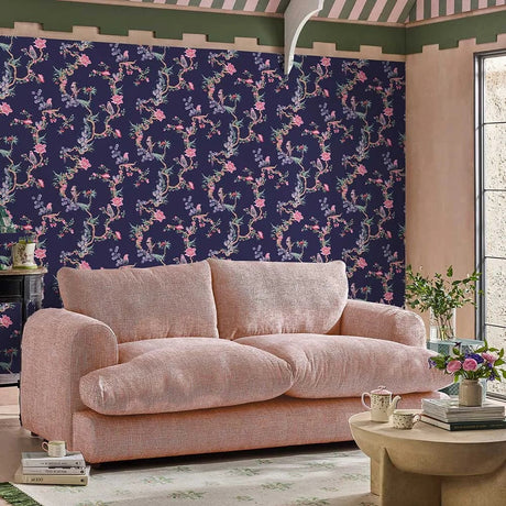 Birds & Berries Wallpaper, Cocolea Natty & Polly, Navy, Per roll (52 cm × 10 m),