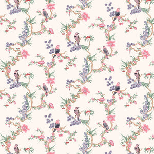 Birds & Berries wallpaper in Spring by Natty & Polly, full pattern view