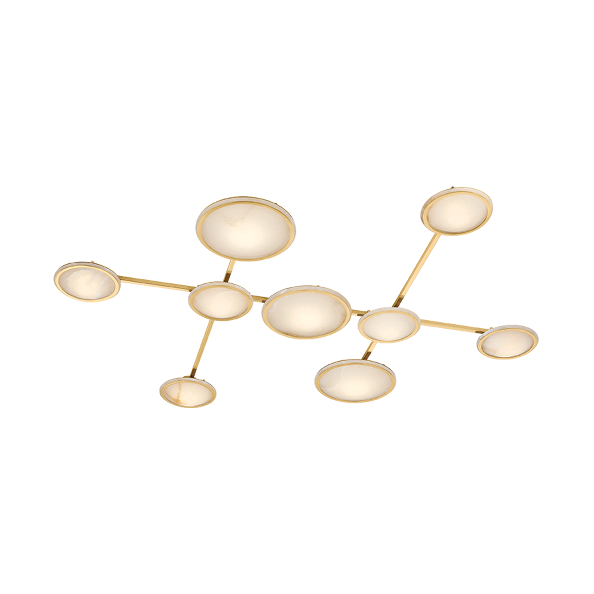 Goshenite 9-Light Flush Mount by Corbett Lighting in Vintage Brass