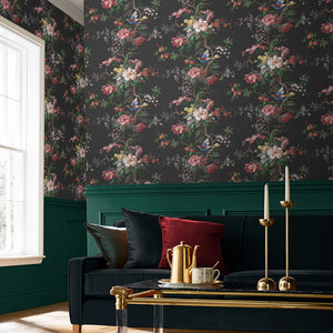 Venetian wallpaper in Noir by Natty & Polly, full pattern view