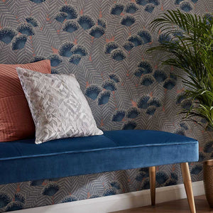 Clarice wallpaper in Soft Blue by Natty & Polly, full pattern view
