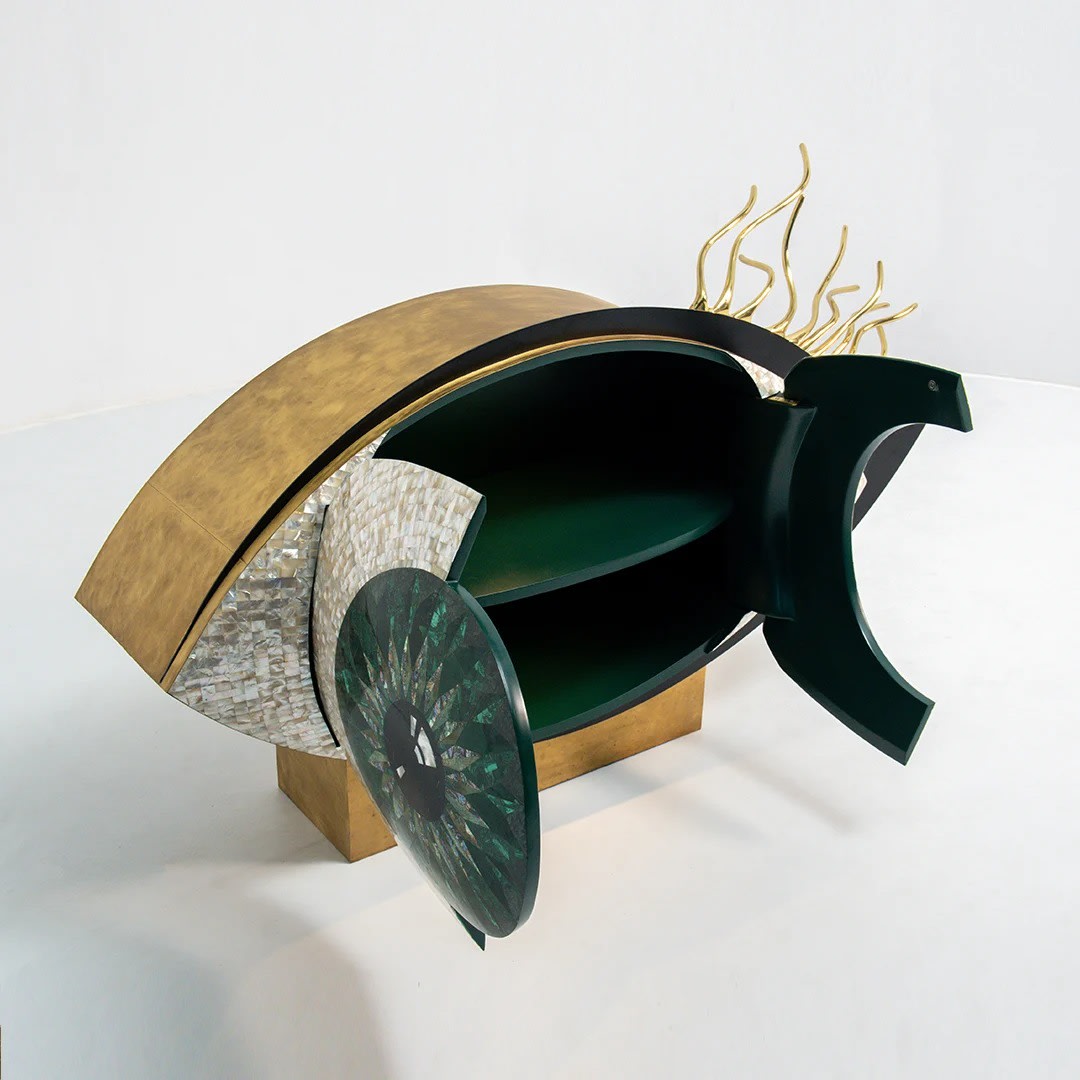Nazar Bar Cabinet Emerald by Richard Yasmine, Scarlet Splendor, Cocolea