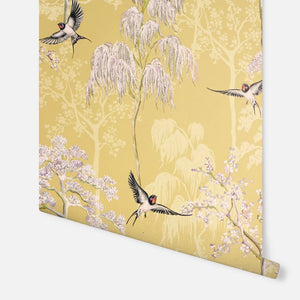 Japanese Garden Wallpaper in Ochre, Cocolea Natty & Polly, , ,