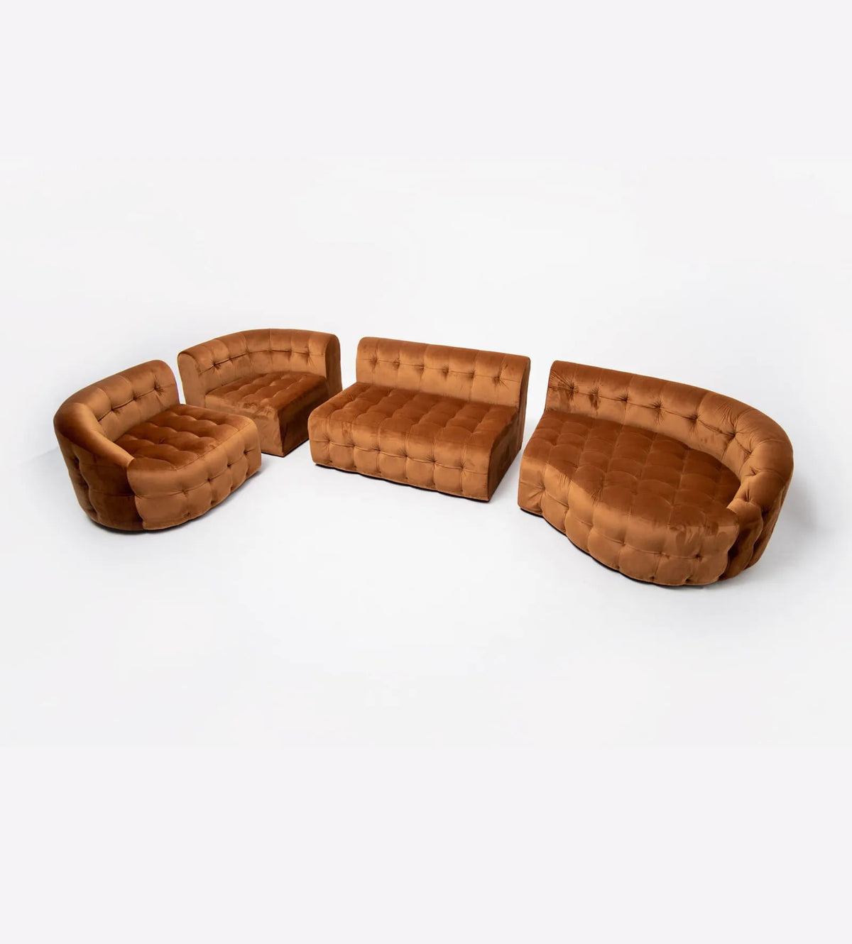 Serenity Modular Sofa Tan Velvet, Scarlet Splendor, Cocolea