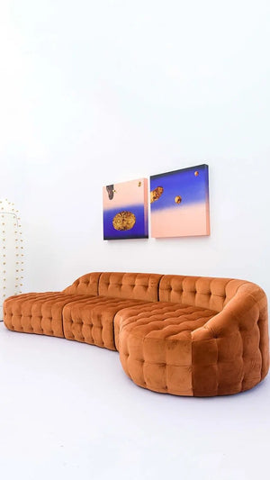 Serenity Modular Sofa Tan Velvet, Scarlet Splendor, Cocolea