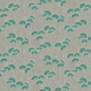 Clarice wallpaper in Emerald by Natty & Polly, full pattern view