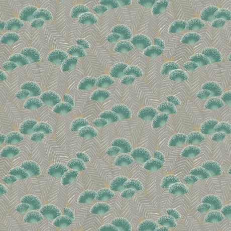 Clarice wallpaper in Emerald by Natty & Polly, full pattern view