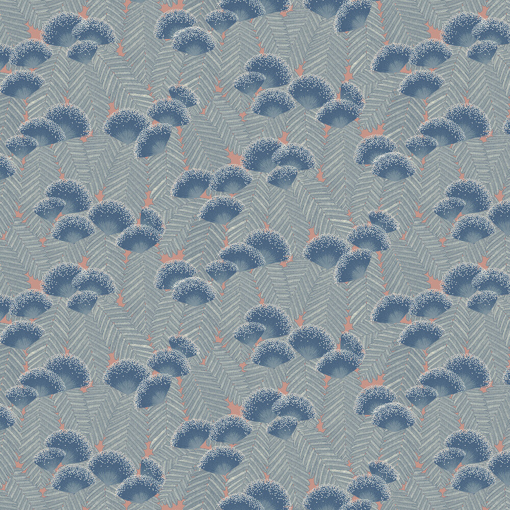 Clarice wallpaper in Soft Blue by Natty & Polly, full pattern view