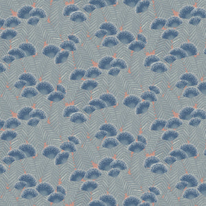 Clarice wallpaper in Soft Blue by Natty & Polly, full pattern view