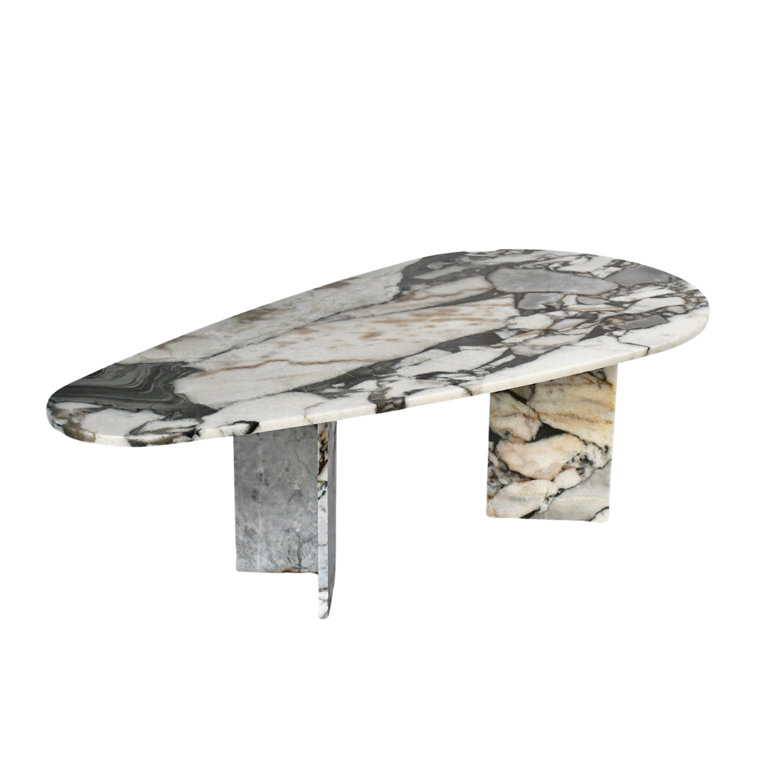 Elle Tear Drop Oval Marble Coffee Table, Cocolea, , ,