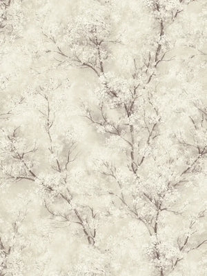 Chinoiserie Tree wallpaper in Grey / Cream by Natty & Polly, full pattern view