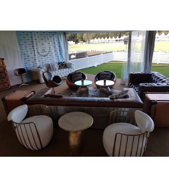 Bubble White Leather and Polished Brass* Armchair, Cocolea, , ,