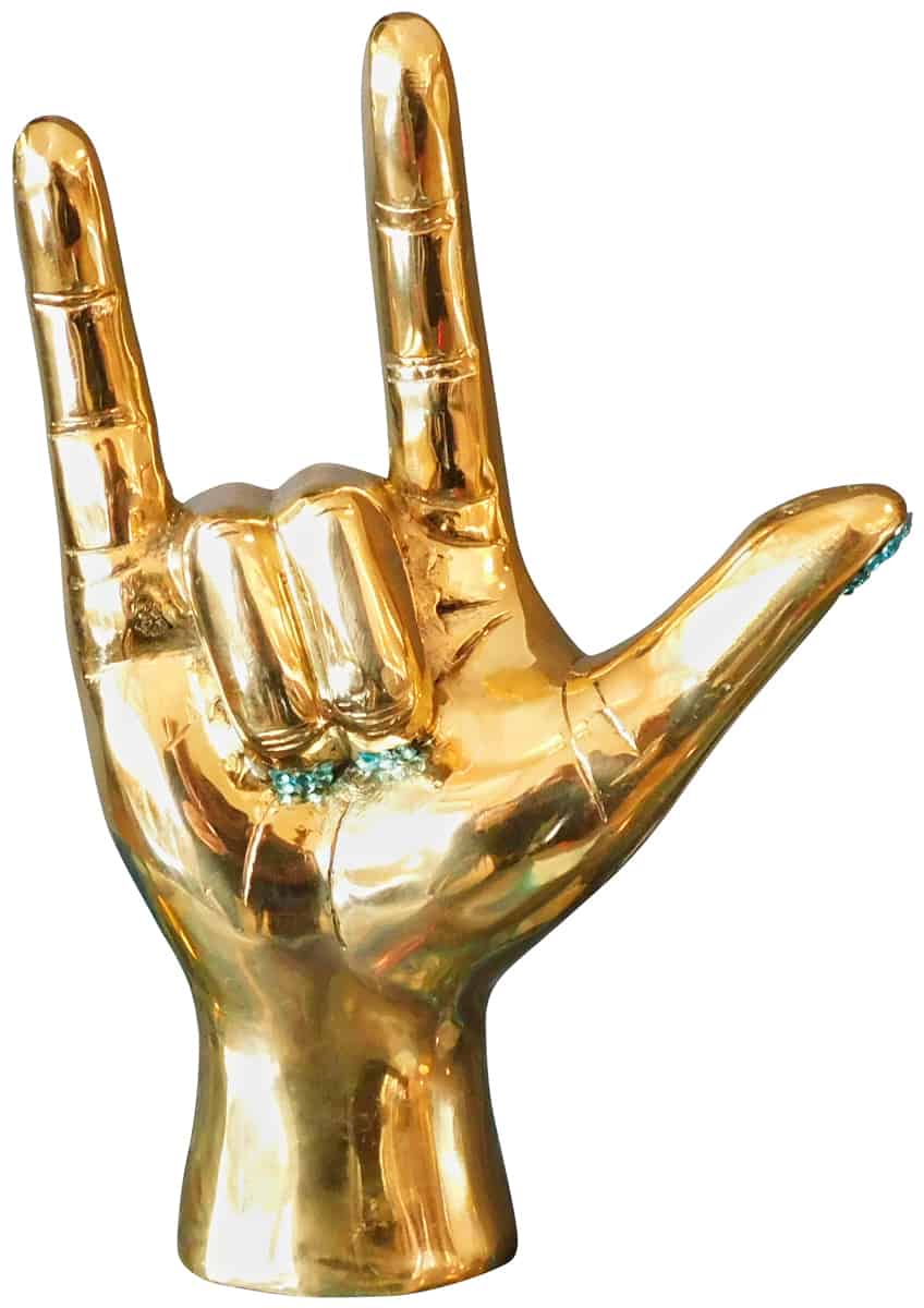 Rock on Brass Hand Sculpture - Swarovski embellished, Cocolea, , ,