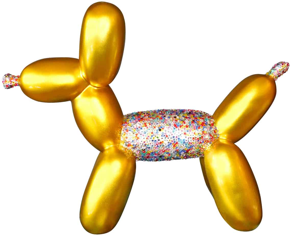 Balonus Balloon Dog Resin and Swarovski Sculpture - Gold/Rainbow, Cocolea, , ,