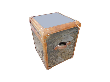 Crus Black Mirror Stainless Steel Vintage Trunk Table, Cocolea, , ,