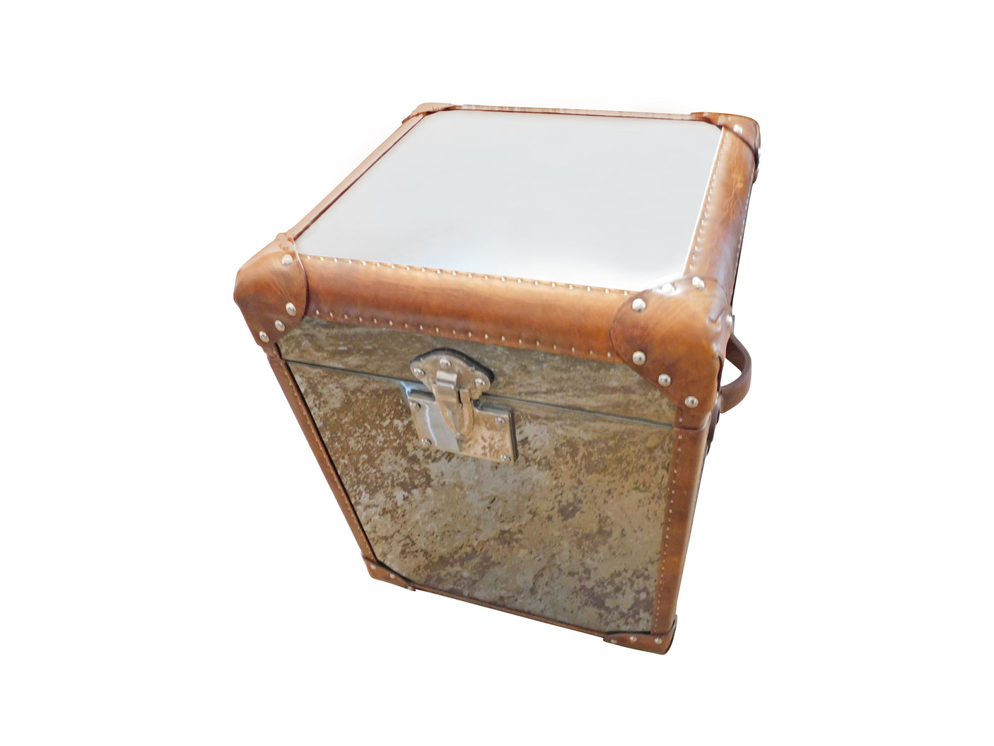 Crus Black Mirror Stainless Steel Vintage Trunk Table, Cocolea, , ,