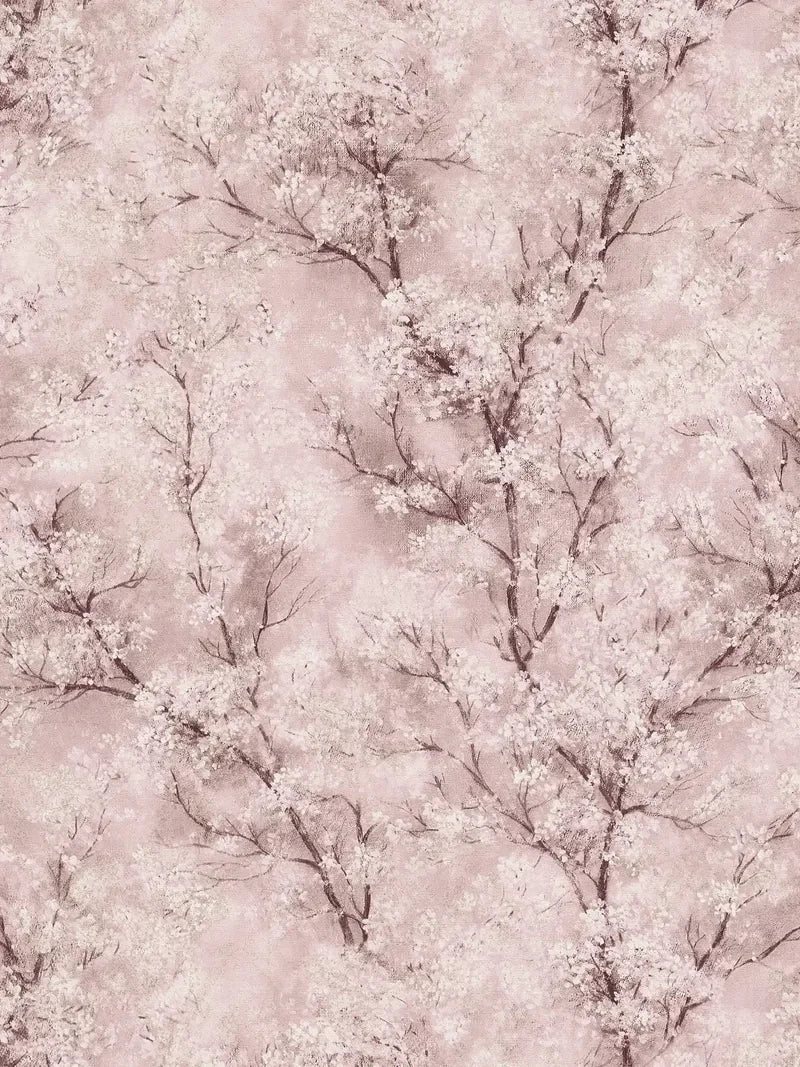 Chinoiserie Tree wallpaper in Pink by Natty & Polly, full pattern view