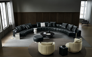 Lorne Black Leather Modular Sofa, Cocolea, , ,