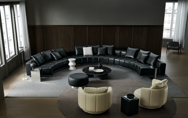 Lorne Black Leather Modular Sofa