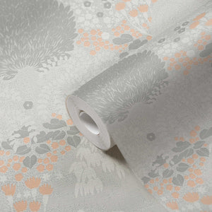 Weeping Tree wallpaper in Grey by Natty & Polly, full pattern view