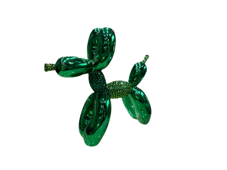 Ballonus Green Balloon Dog Poodle Sculpture - Hand Encrusted with Swarovski Crystals, Cocolea, , ,