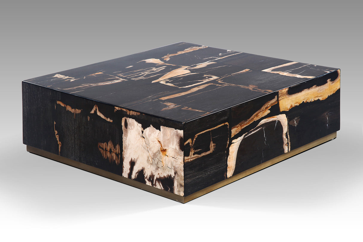 Amber Cube Petrified Wood Coffee Table, Cocolea, , ,