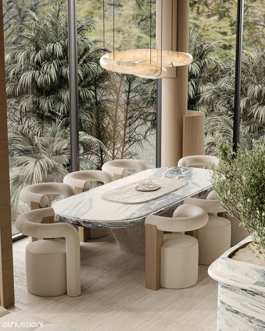 Spanish Marble Alabaster | Contemporary Figure-8 Pendant Light, Cocolea, , ,