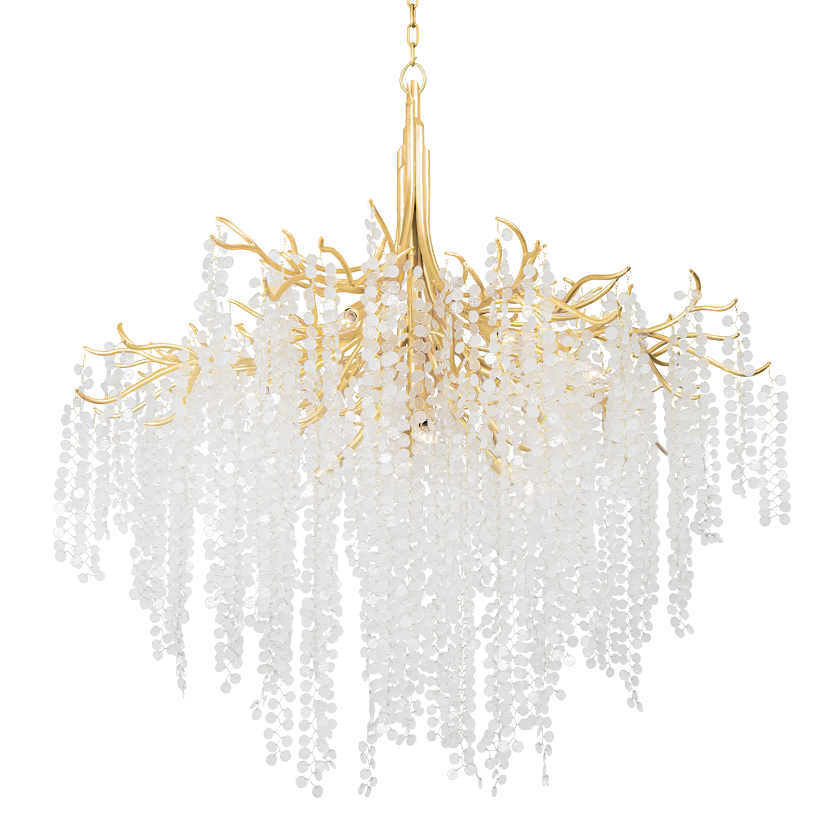Genoa Chandelier by Corbett Lighting in Gold Leaf