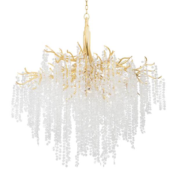 Genoa Chandelier in Gold Leaf, Corbett Lighting, , ,