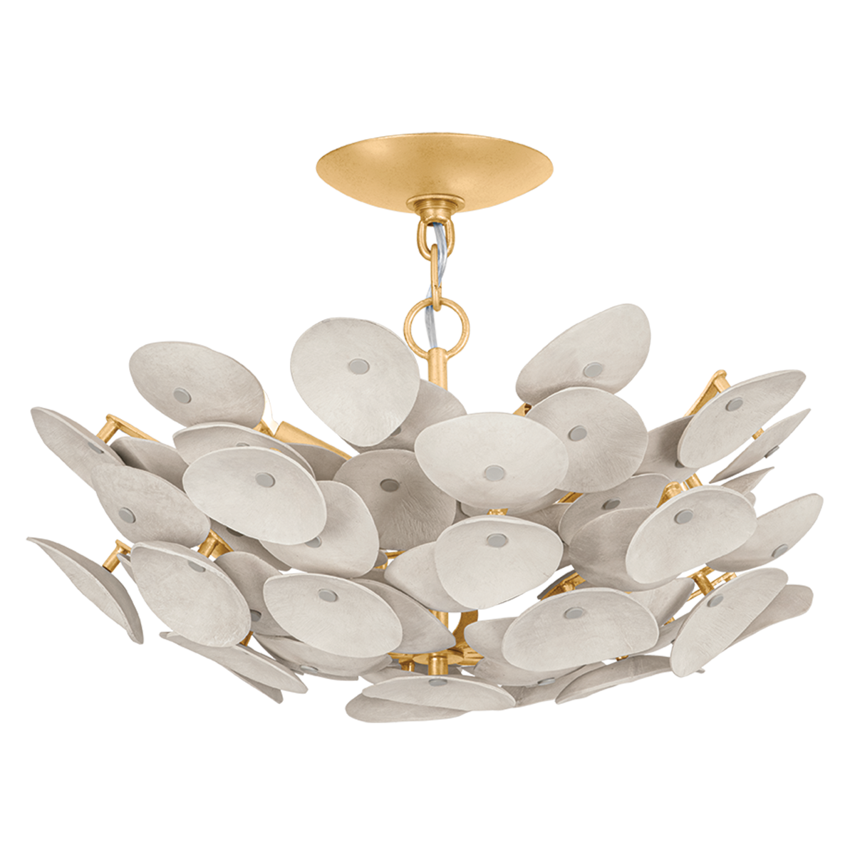 Aimi 3-Light Semi Flush in Vintage Gold Leaf, Corbett Lighting, , ,