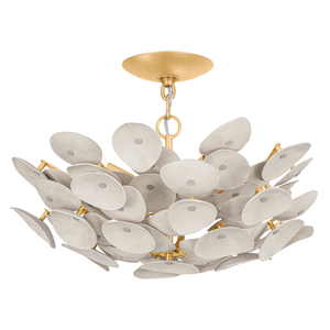Aimi 3-Light Semi Flush in Vintage Gold Leaf, Corbett Lighting, , ,