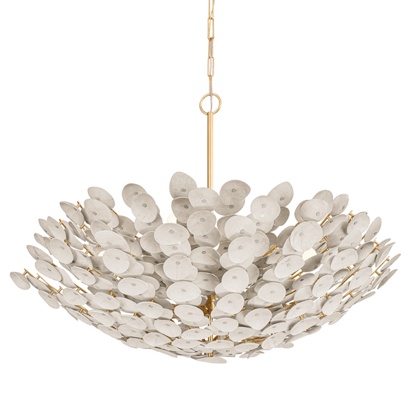 Aimi Chandelier in Vintage Gold Leaf, Corbett Lighting, , ,