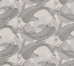 Ginza Wallpaper, Cocolea Natty & Polly, Grey / Silver, Per roll (53 cm × 10 m),