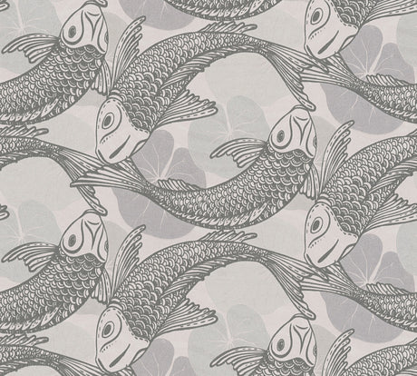Ginza wallpaper in Grey / Silver by Natty & Polly, styled in an interior