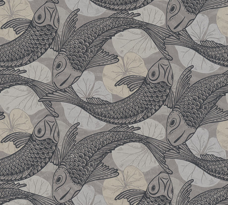 Ginza wallpaper in Grey / Neutral by Natty & Polly, styled in an interior