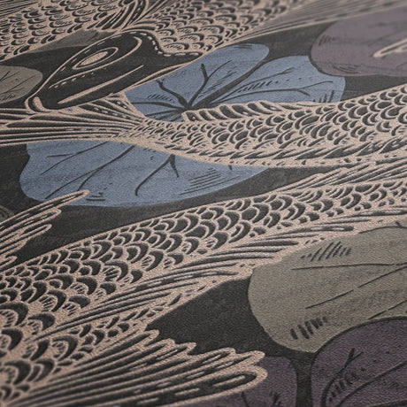 Ginza wallpaper in Blue / Multi by Natty & Polly, styled in an interior