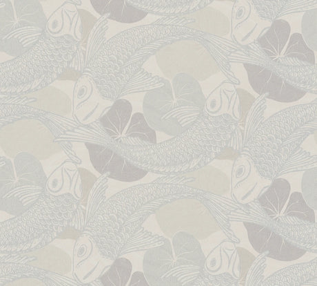 Ginza wallpaper in Ivory / Silver by Natty & Polly, styled in an interior