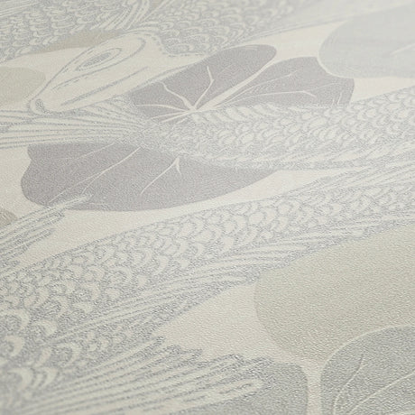 Ginza wallpaper in Ivory / Silver by Natty & Polly, styled in an interior