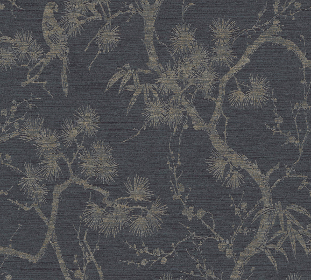 Mio wallpaper in Black by Natty & Polly, styled in an interior