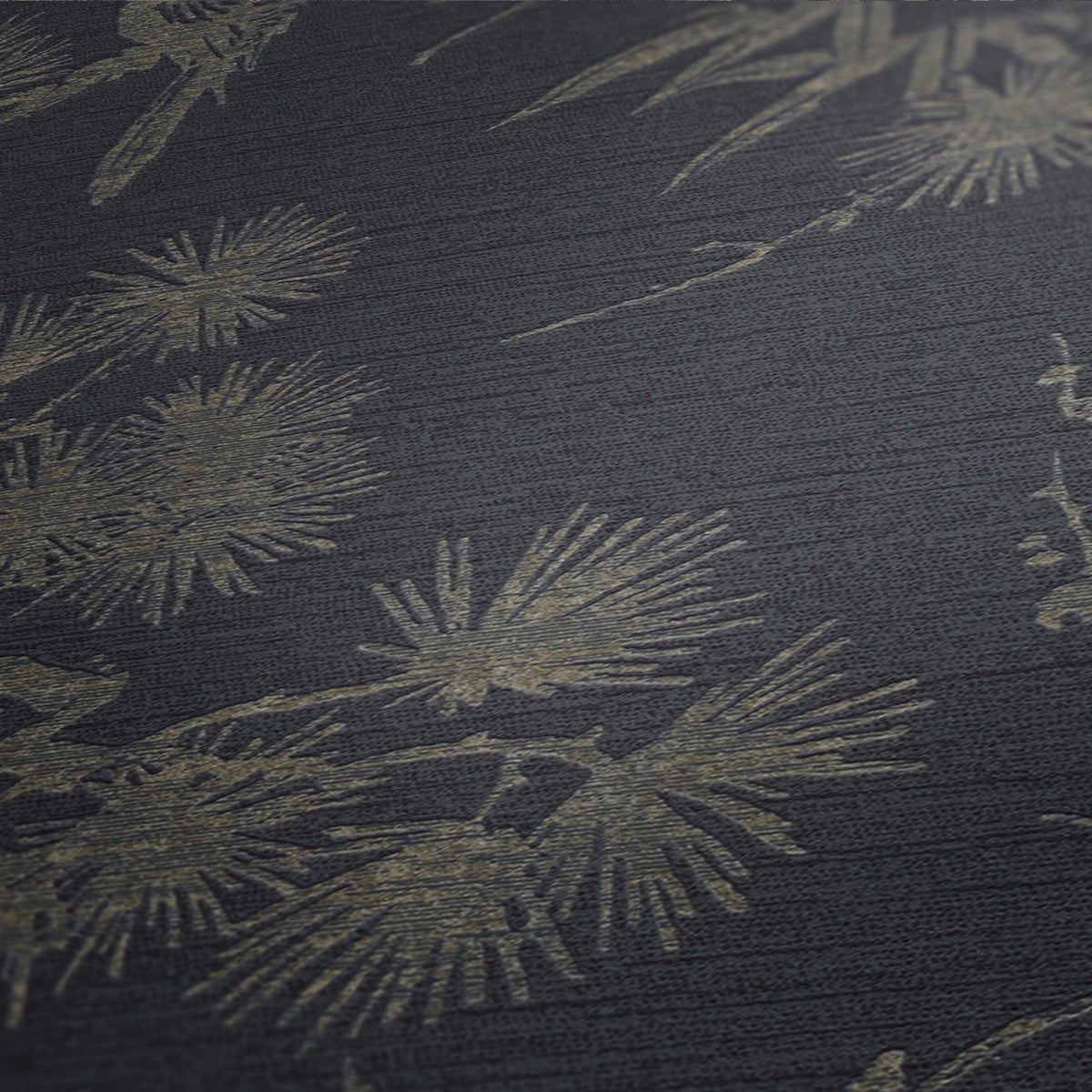 Mio wallpaper in Black by Natty & Polly, styled in an interior