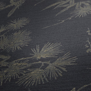 Mio wallpaper in Black by Natty & Polly, styled in an interior