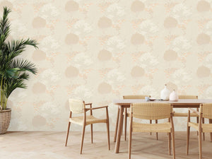 Weeping Tree wallpaper in Cream by Natty & Polly, full pattern view