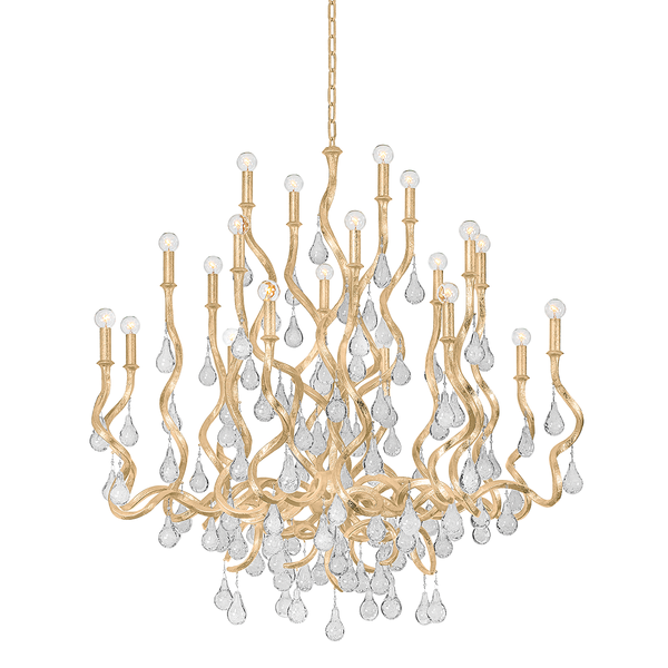 Aveline Chandelier in Gold Leaf, Corbett Lighting, , ,