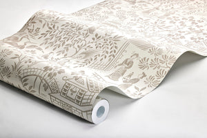 Oriental Garden Wallpaper in Cream & Brown, Cocolea Natty & Polly, , ,