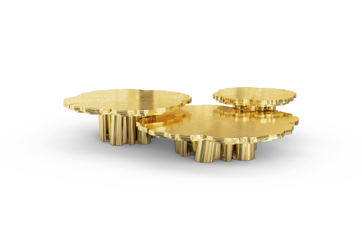 Fortuna Gold Polished Brass Nesting Center Table set, Cocolea, , ,
