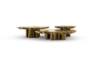Fortuna Gold Patina Brass Nesting Center Table set, Cocolea, , ,
