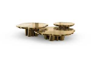 Fortuna Gold Patina Brass Nesting Center Table set, Cocolea, , ,